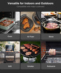 Smart Wireless Meat Thermometer With Bluetooth And WiFi Ultra Range used in oven, air fryer, stove, grill, smoker, rotisserie