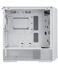 Interior view of LanCool 216 E-ATX PC Case With All-Around Mesh Panels For Crazy Good Airflow, showing spacious white construction.