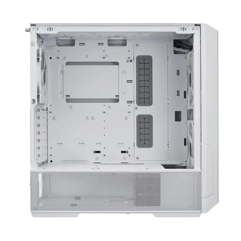 Interior view of LanCool 216 E-ATX PC Case With All-Around Mesh Panels For Crazy Good Airflow, showing spacious white construction.