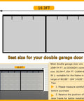 Diagram of Double Garage Screen Door 16x7 Feet for two car garage installation size and fitting instructions.