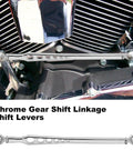 Sliver Chrome Shift Linkage Gear Shifter Replacement For Harley Davidson Electra Glide Road King Street Glide Road Glide Trike Glide Softail Dyna 1986 To 2023 Ride Ready Aftermarket Upgrade For Touring Models And Big Twin Cruisers installed on Harley engine