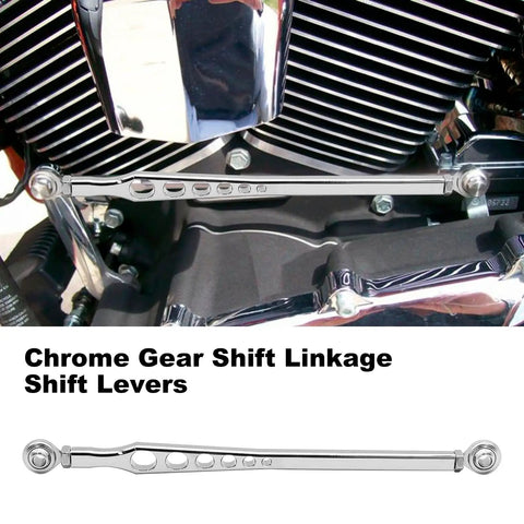 Sliver Chrome Shift Linkage Gear Shifter Replacement For Harley Davidson Electra Glide Road King Street Glide Road Glide Trike Glide Softail Dyna 1986 To 2023 Ride Ready Aftermarket Upgrade For Touring Models And Big Twin Cruisers installed on Harley engine