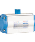 Straight Fire Double Acting Pneumatic Actuator With Precision Control Air Cylinder For Aluminum Valve Damper, silver and blue design.