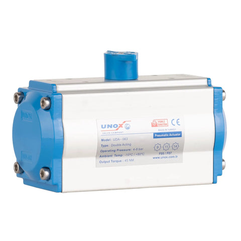 Straight Fire Double Acting Pneumatic Actuator With Precision Control Air Cylinder For Aluminum Valve Damper, silver and blue design.