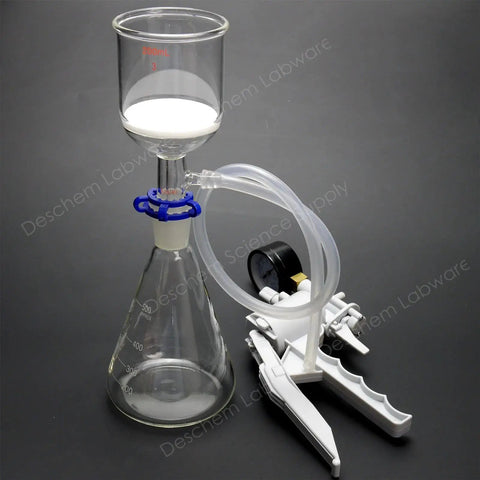 500ml 24/40 Suction Filtration Device With 200ml Buchner Funnel And Lab Vacuum Pump Pro Grade Borosilicate Glass Setup