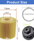 Dimensions of oil filter and wrench in Oil Change Tool Kit for Toyota and Lexus, 04152-YZZA1 Replacement Set with 64mm 14Flute Oil Filter Wrench.