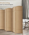 Six Panel Room Divider 6 Ft Folding Privacy Screen Tall And Extra Wide Foldable Panel Partition Wall With Diamond Double Weaved Hand Woven Design For Living Room Bedroom And Shared Spaces in a room setting