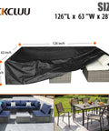 All Weather Patio Furniture Set Cover For Outdoor Sectional Sofa And Table And Chair Sets No Hassle Water Resistant Large 315 Cm L By 160 Cm W By 74 Cm H Fits 7 To 9 Piece Sets Weatherproof Protection showing cover dimensions and images of furniture sets