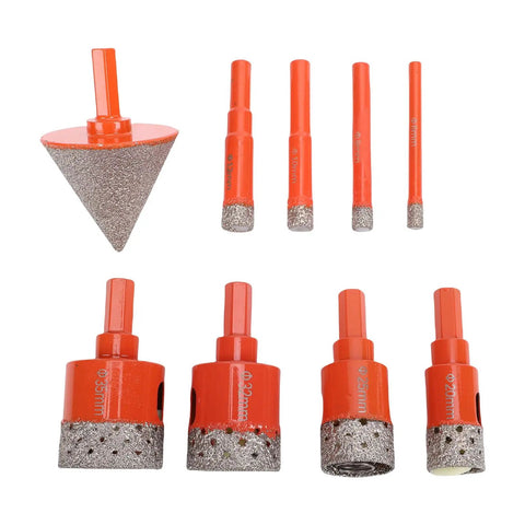 Durable Carbon Steel Marble Hole Saw Kit For Efficient Ceramic Glass Tile Drilling And Home Renovation Projects Featuring Heat Dissipation And Cool Sponge Design, assorted diamond bits
