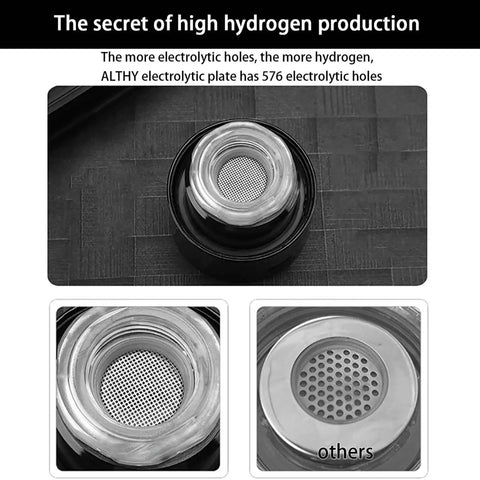 Hydrogen Rich Water Generator Bottle With Glass Cup Body SPE PEM Dual Chamber Ionizer H2 Inhalation Device electrolytic plate