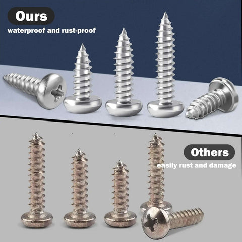 Comparison of Go-To Assorted Self Tapping Screws Kit For Wood And Drywall With 100 Pcs Of 304 Stainless Steel and rusted alternatives