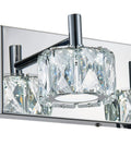 Modern LED Crystal Bathroom Vanity Lights 3 Light Chrome Stainless Steel Over Mirror Fixture With Crystal Accents