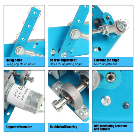 DC 24V Linear Actuator Reciprocating Motor With Adjustable Swing detail view showing angles and bearings for wobbler machine automation