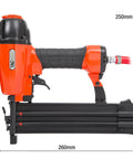 Real Deal Air Brad Nailer With Quick Release Bottom Load Magazine And 1000 18G Type 180 Brads To Knock Out Woodworking Projects In Bold Orange Carry Case side view