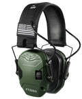 Range Ready 23dB Shooting Earmuffs With Gel Ear Pads, Slim Active Noise Reduction And Sound Amplification For Gun Range And Hunting Green Requires 2 AAA Batteries Not Included, front view