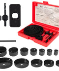 Pro Grade Hole Saw Kit 19-Piece Set With 3/4 Inch To 5 Inch Blades, Mandrels, Drill Bits, Installation Plate, Hex Key And Case