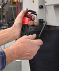 Hands using Long Reach Hex Key Set 9 Piece Allen Wrench Kit 1.5mm to 10mm for tight spots fastening metal equipment