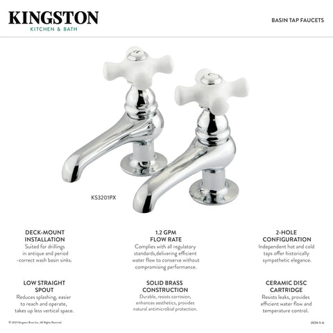 Restoration Basin Faucet With Two Levers, Drip-Free Ceramic Cartridge, Old-School Classic Style, polished chrome set