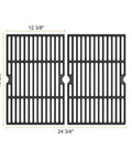 Turn Up The Heat For Your Backyard BBQ Bash With Premium Durable Heat Resistant Enamel Cast Iron Cooking Grid Grates For Four Burner Gas Grill 2 Pack, 12 3/8" x 24 3/4".
