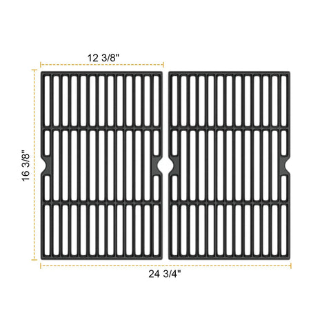 Turn Up The Heat For Your Backyard BBQ Bash With Premium Durable Heat Resistant Enamel Cast Iron Cooking Grid Grates For Four Burner Gas Grill 2 Pack, 12 3/8" x 24 3/4".