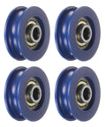 4 Pack U Groove Pulley Wheel Kit 5x25.5x8.5mm Nylon Guide Bearing For Door Window Tracks U Type Wheel With 6mm Groove Shielded Dual Sided Chromium Steel Bearings Quiet Smooth Operation Blue, 4 blue pulleys
