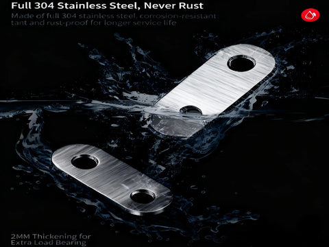 Heavy Duty Stainless Steel Straight Brackets And Tough As Nails Repair Plates For Furniture Fixes And Bed Frame Upgrades With A Zero Hassle Screw Kit 10 Pack Set in water showcasing corrosion resistance.