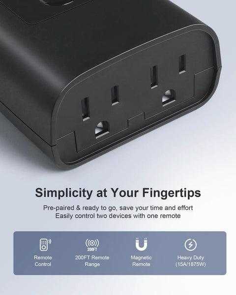 Outdoor Remote Control Outlet With Portable Magnetic Switch No WiFi Needed Plug In And Play Power Outlet With State Memory