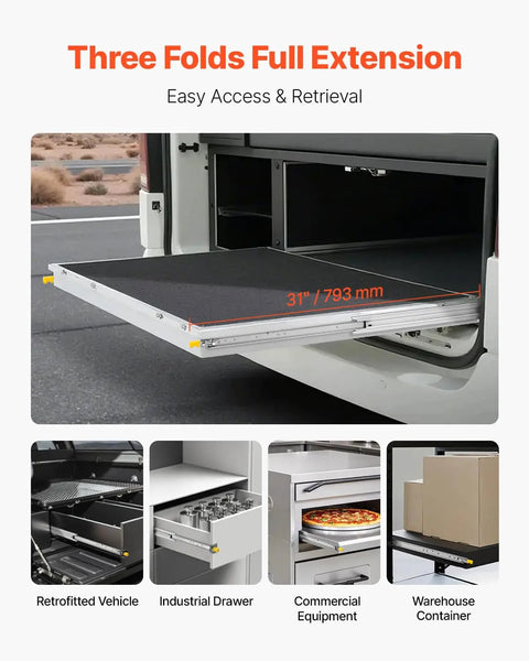 Heavy Duty Drawer Slides 30 Inch Full Extension Side Mount Ball Bearing Tracks With Dual Lock Clip for easy vehicle access.