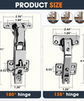 180 Degree And 135 Degree Half Overlay Corner Cabinet Hinges For Lazy Susan And Bifold Doors Space Saving Kitchen Cabinet Hardware Kit Easy Install Converts Tight Corner Cupboards Into Smooth Front Opening Storage, silver metal hinge sizes
