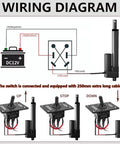 Wiring diagram for 12V 4 Inch Linear Actuator With Beefy 330 Pounds Push Pull, switch connection details included.
