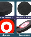9 Inch Round EVA Foam Archery Target For Backyard Practice showing EVA material and one-piece molding, red and white target design.