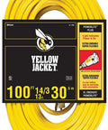 Rugged Heavy Duty Outdoor Extension Cord With Lighted End For Tools And Equipment 100 Foot 14 Gauge SJTW Jacket Three Prong Plug