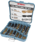 Hi-Spec 130-piece drill bit set in blue case with steel, wood, and masonry bits