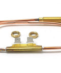 18-inch heater thermocouple with copper tube and brass fittings; includes hex nuts and terminal lugs.
