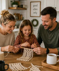Family crafting with Cotton Twine Roll Three Ply Natural White Go-To Gift Wrapping And Crafts All-Purpose String for macrame project