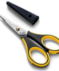 Ultra Sharp Precision Craft Scissors With Stainless Steel Blades And Safety Cap Micro Tip For Fine Paper Crafting Scrapbooking School Projects Home And Office Use Non Slip TPR Handles For Easy Grip Kid Friendly And Comfortable Everyday DIY, with safety cap