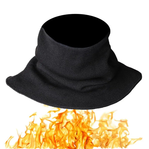 Keep Your Neck Covered With This Heavy Duty Kevlar Welding Neck Gaiter Stops Hot Sparks And Flying Embers During Real Grind Shifts On The Job Site Or In The Shop In Black Large. Black Kevlar neck gaiter with flames below.