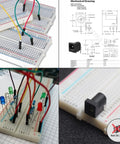 830 Point Solderless Breadboard Kit For Arduino Prototyping 6.5 By 2.1 Inch White ABS Board With IC Area And Distribution Rails