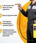 Person holding MRAS8210 Turbo Flame Propane Welding Torch With 5 Ft Hose, highlighting ease of grip and temperature features.