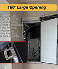 Heavy Duty White Lockable Access Door For Crawl Space And Attic Projects Flush Mount Insulated Wall Panel with thick hinges and large opening.