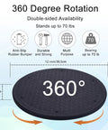 Diagram showing 12 Inch Lazy Susan Turntable Organizer With Heavy Duty Rotating Swivel Stand and 360 Degree Rotation features.