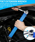 Offset Extension Wrench Set With 15 Inch Reach, Impact Ready Socket Wrench Kit Includes adapters for engine bay work.