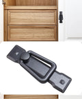 Image of Two Pack Vintage Black Cabinet Pulls Zinc Alloy Knobs installed on wooden cabinet, showing one pull in detail.