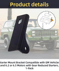 Sturdy Starter Mounting Bracket For Cars And Trucks Beefy Steel Support That Keeps Starter Holes From Cracking And Bolts From Stripping Easy Install Reduces Vibration Keeps Your Starter Tight For Quick Dependable Cranks, black steel starter bracket for GM 6.2/6.5L trucks