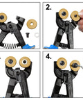 Top Shelf Replacement Cutting Wheel For Tile Cutters And Glass Nippers Built Tough High Strength Tungsten Carbide Scoring Blades Easy Swap Kit With Hardware And Hex Wrench installation steps with carbide wheels and tools shown.