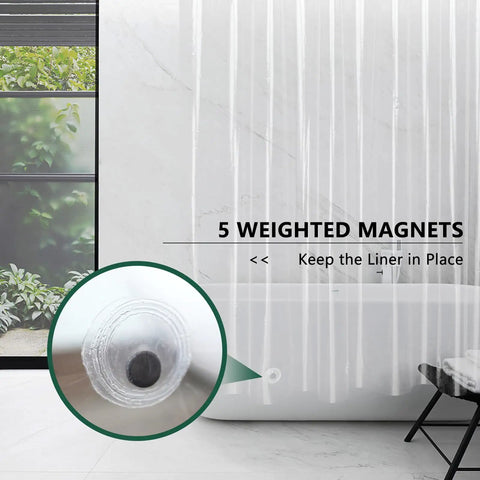 Clear Extra Long Shower Curtain Liner 72 By 96 Inches Lightweight EVA 4G Plastic Bath Liner With Rustproof Metal Grommets And 5 Magnets Installed