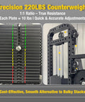 220-lb counterweight stack on 2-In-1 Seated Leg Extension And Leg Curl Machine For Home Gyms Selectorized Dual-Function Strength