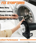 Top Shelf Washer Drain Pump Motor Replacement For LG And Kenmore Front Load Washers Model 4681Ea2001T shown next to a washing machine for repairs.