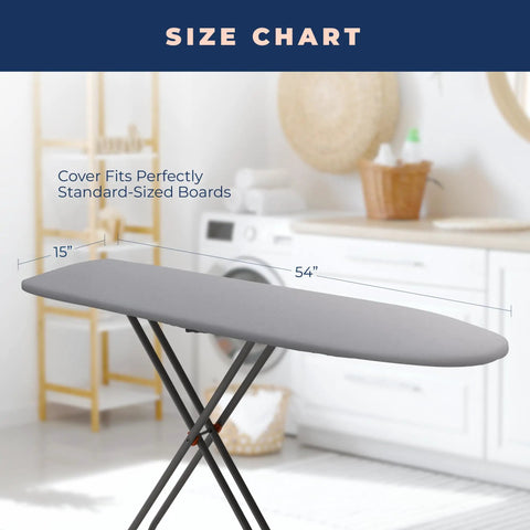 Extra Thick Ironing Board Cover And Pad With Four Layer Padding, Heavy Duty, Silver Coated Nonstick Surface, 15x54 Inches