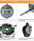 Pro Grade Deep Engine Cylinder Bore Gauge Set With Digital Indicator, self-centering dial, carbide anvils, insulated grips.